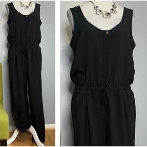 Saks Fifth Avenue Black Elastic Waist Sleeveless Jumpsuit